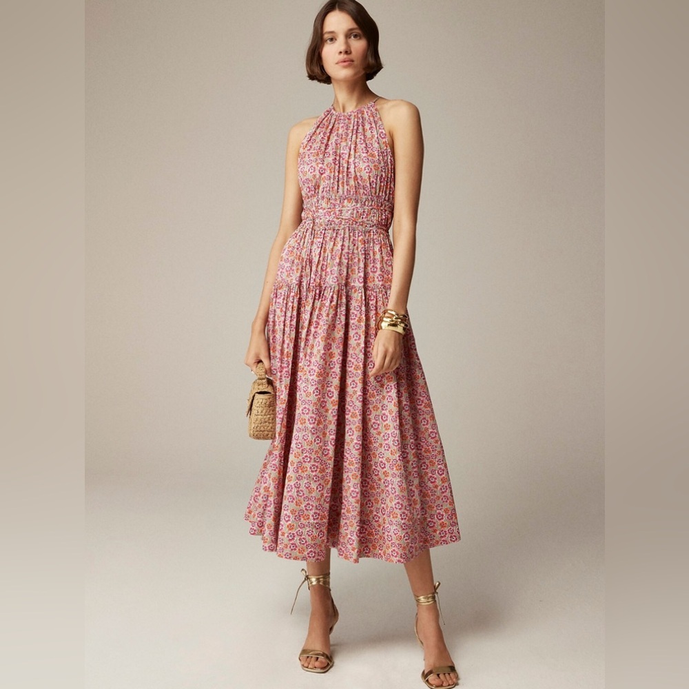 NWT J.Crew Tie Waist Halter Dress in Liberty Ellie Fabric